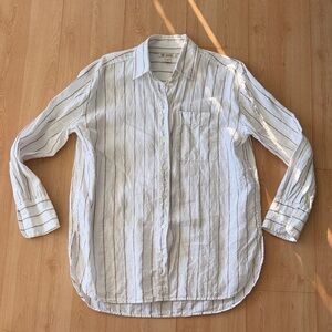 Banana republic oversized linen White Striped Shirt